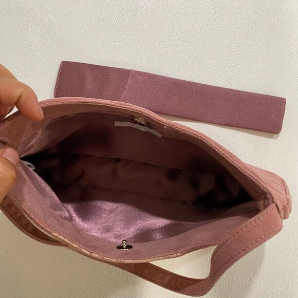 Victoria’s Secret Blush Pink Suede Lace Shoulder Bag Y2K Baguette Purse - Picture 8 of 8